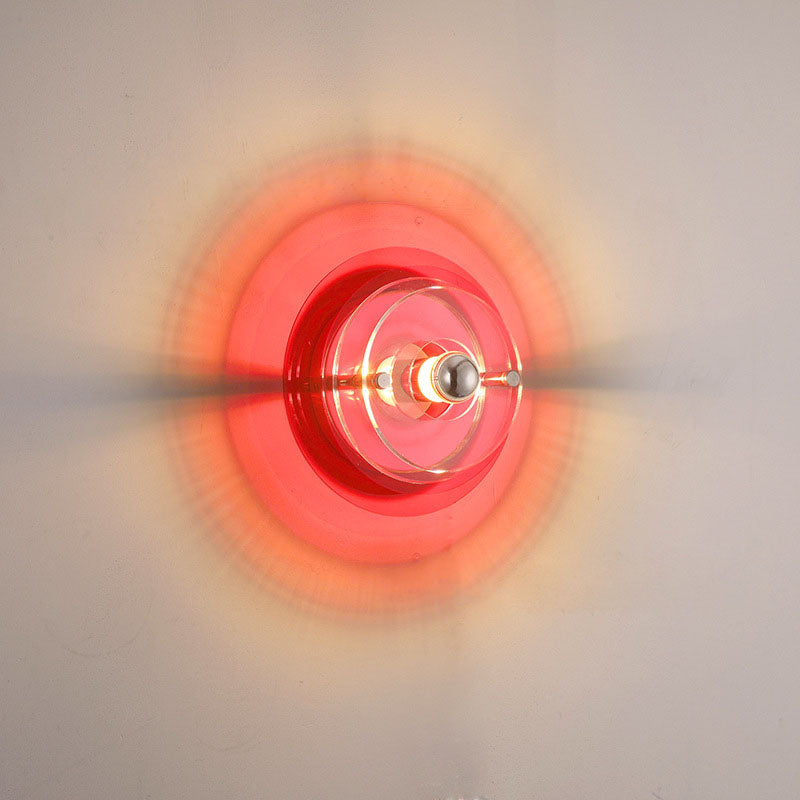 Contemporary Creative Colorful Iron Acrylic Flying Saucer Shade 1-Light Wall Sconce Lamp For Entertainment Room