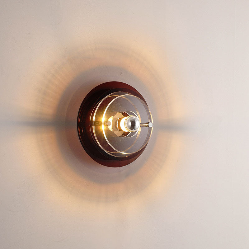 Contemporary Creative Colorful Iron Acrylic Flying Saucer Shade 1-Light Wall Sconce Lamp For Entertainment Room