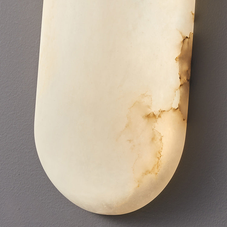 Traditional Chinese Marble Copper Cylinder LED Wall Sconce Lamp For Living Room