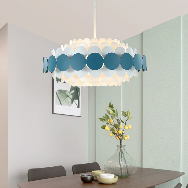 Modern Iron Oval Chandelier with Adjustable Rod for Bedroom and Living Room Lighting