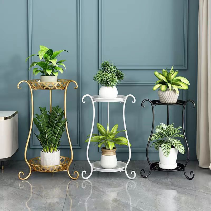 Modern Minimalist Round Iron Display Rack 2-Tray For Living Room