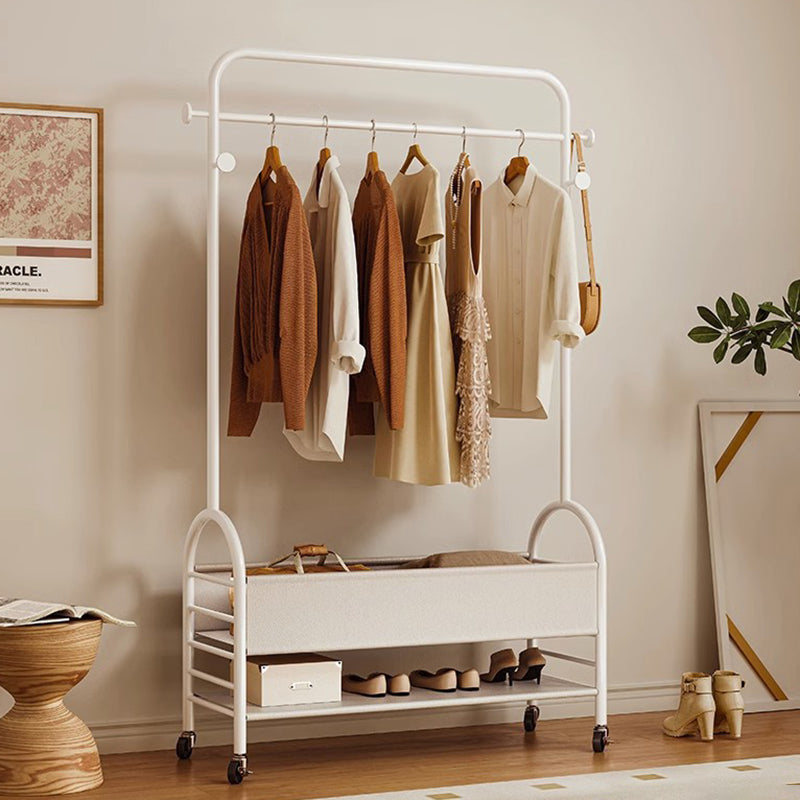 Modern Minimalist Faux Leather Iron Mobile Rectangular Arc Hall Tree 2-Tier For Bedroom